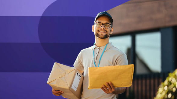 Post person delivering packages