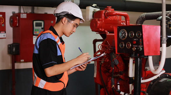 Man inspecting equipment