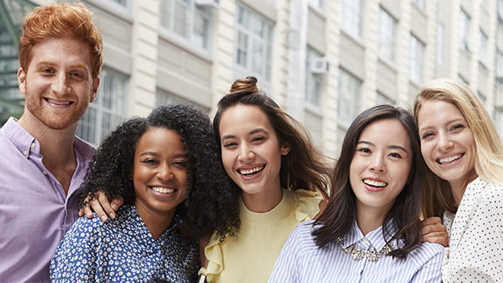 Group of people smiling