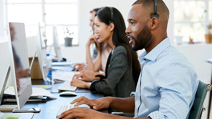 People working in contact centre