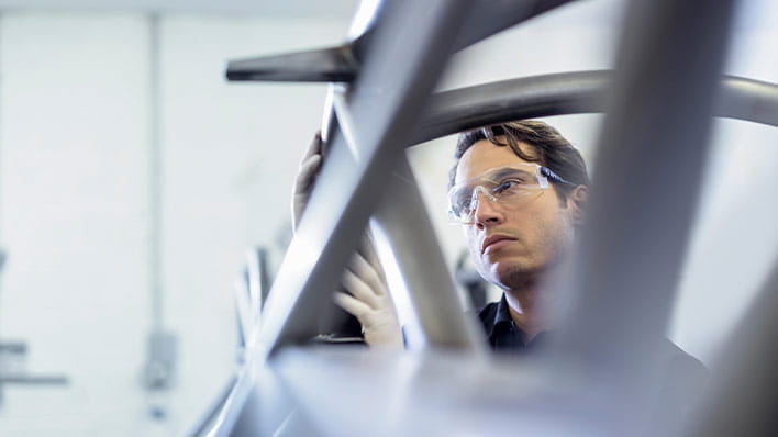 Engineer inspecting work