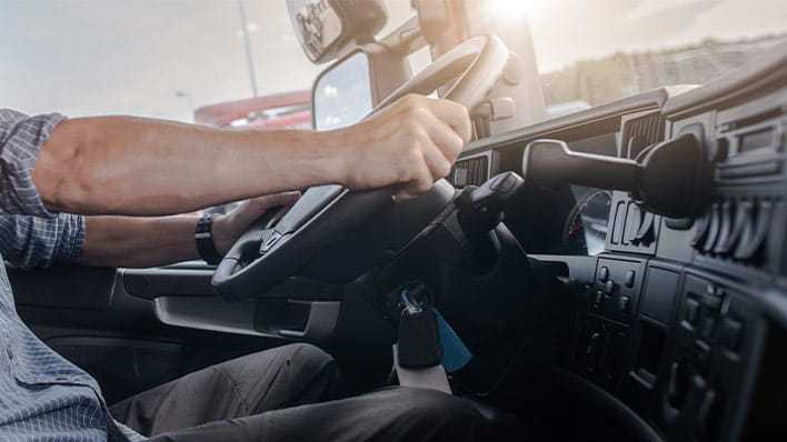 Picture of the inside of a truck cab