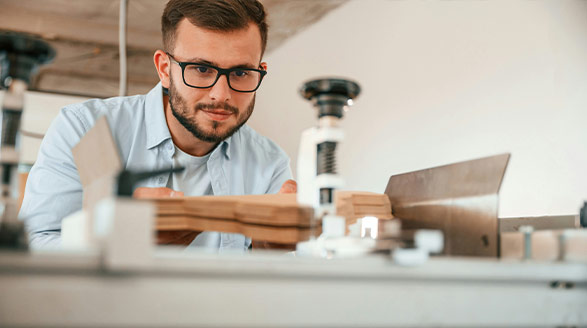 Man working in wood shop