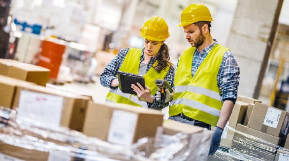 People working in warehouse