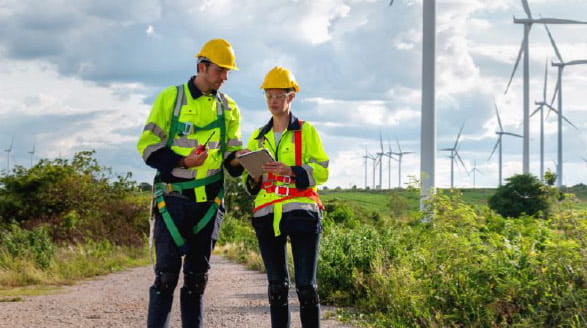 People working on wind farm
